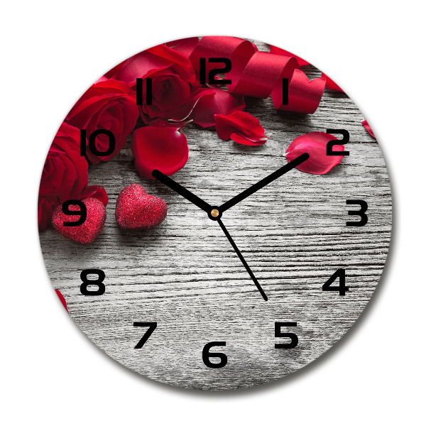 Round wall clock Red roses