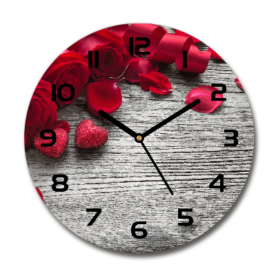 Round wall clock Red roses