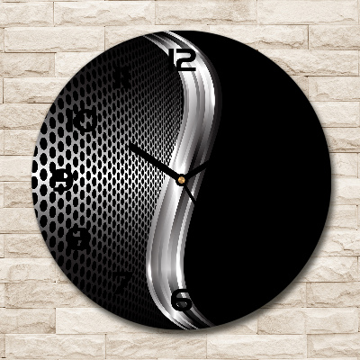 Round glass clock Metal abstraction