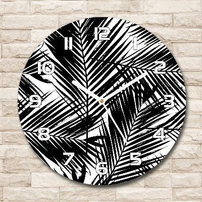 Round wall clock Palm leaves