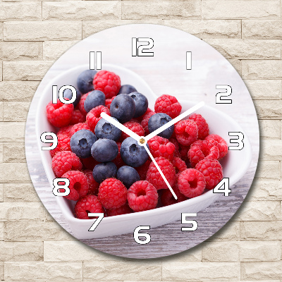 Round wall clock Raspberries and berries