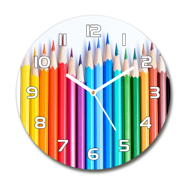 Round wall clock Colourful pencils