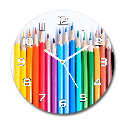 Round wall clock Colourful pencils