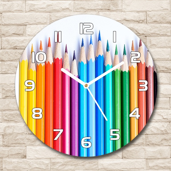 Round wall clock Colourful pencils