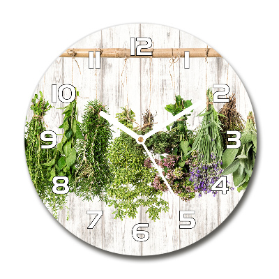 Round wall clock Herbs on a string