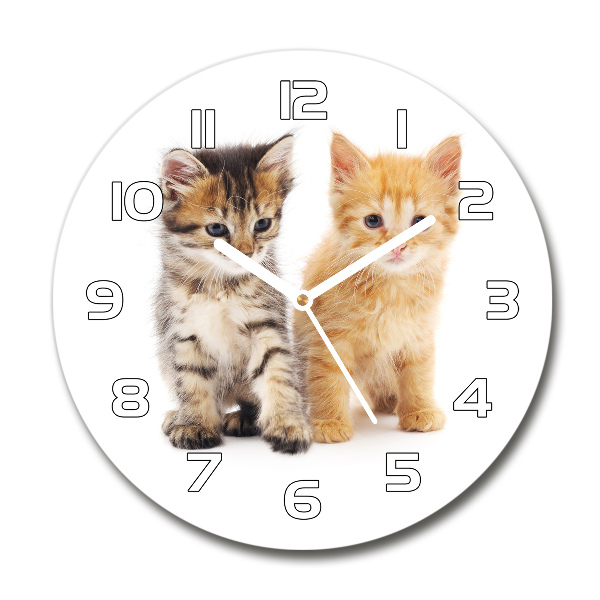 Round wall clock Brown and red cat