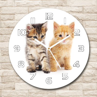 Round wall clock Brown and red cat