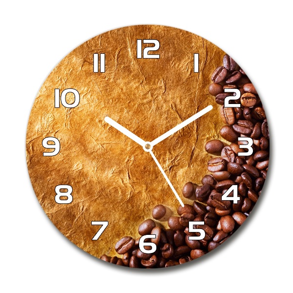 Round glass clock Coffee beans