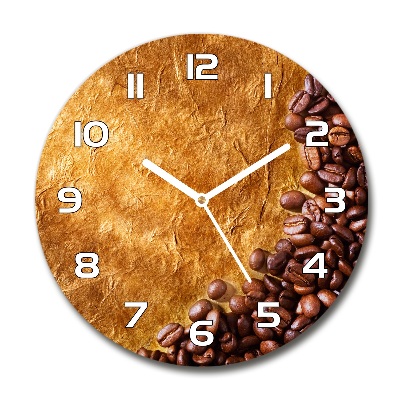 Round glass clock Coffee beans