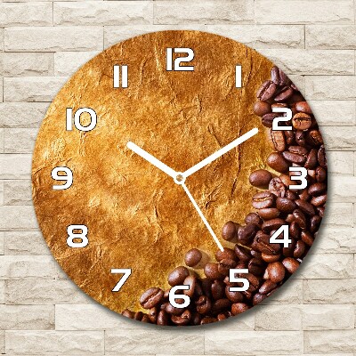 Round glass clock Coffee beans