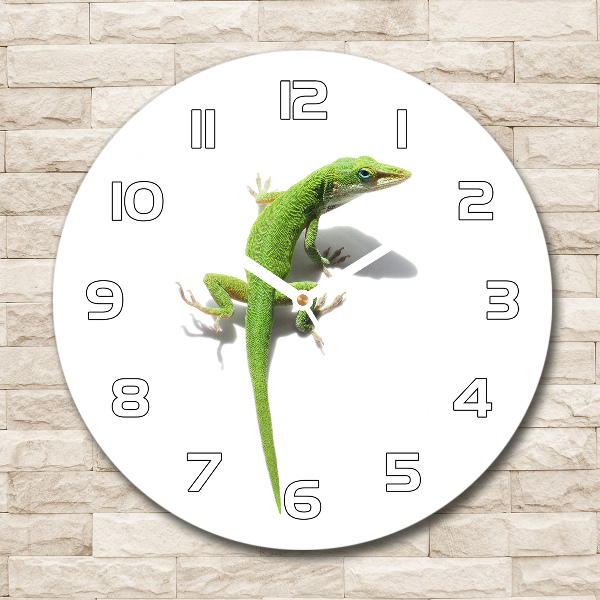 Round wall clock Green lizard