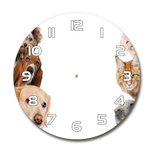 Round wall clock Dogs and cats