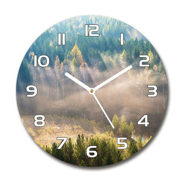 Round wall clock Fog in the forest