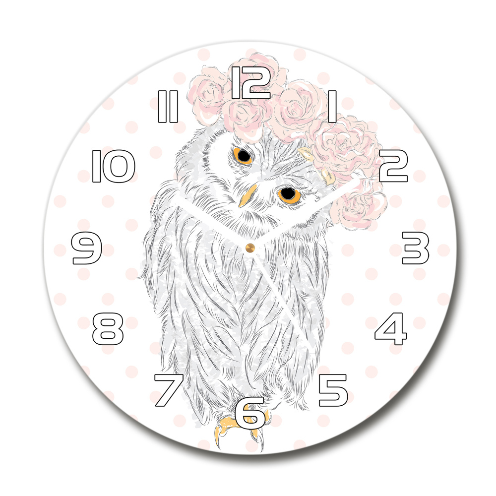 Round wall clock Owl in a wreath