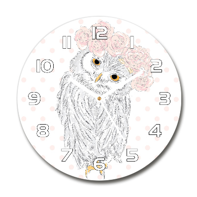 Round wall clock Owl in a wreath