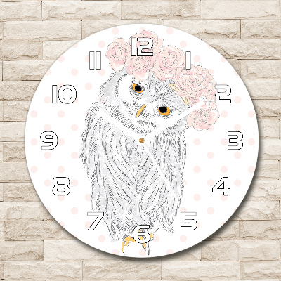 Round wall clock Owl in a wreath