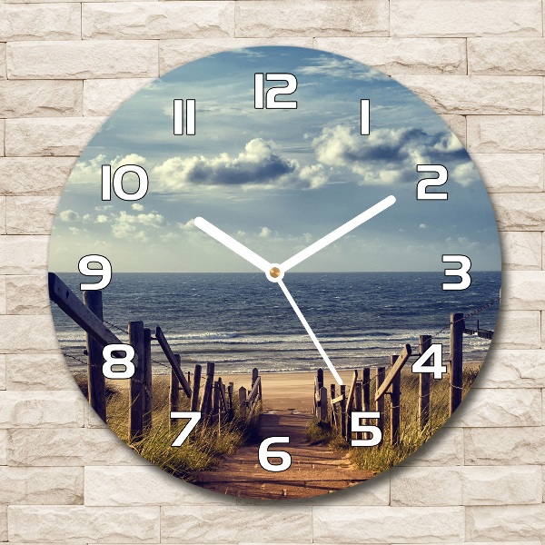 Round wall clock Path to the beach