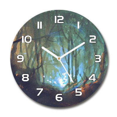 Round wall clock Mystical forest