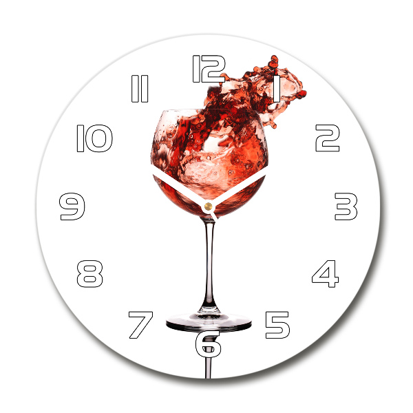 Round clock glass A glass of wine