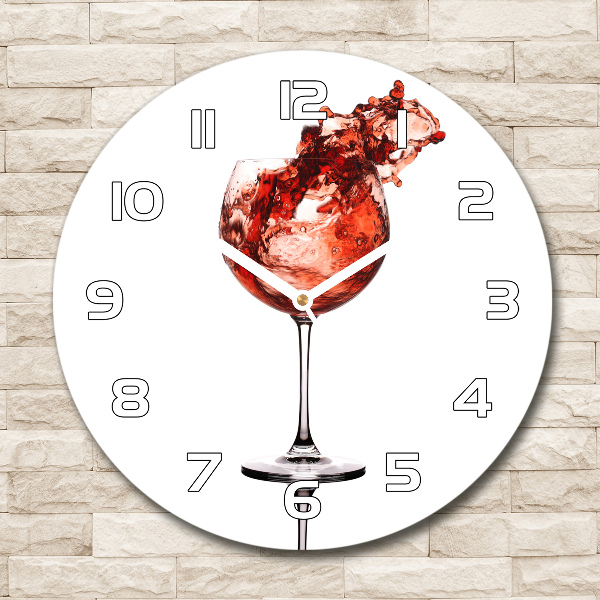 Round clock glass A glass of wine