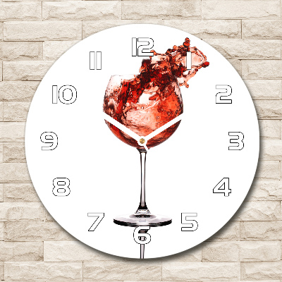 Round clock glass A glass of wine