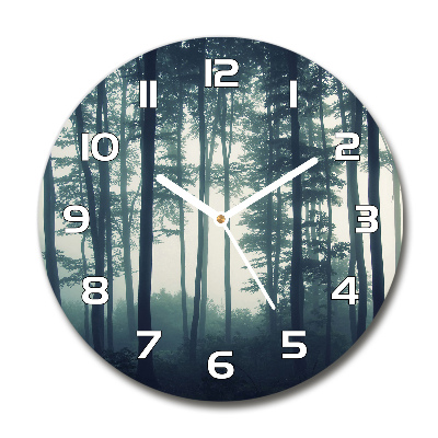 Round wall clock Fog in the forest