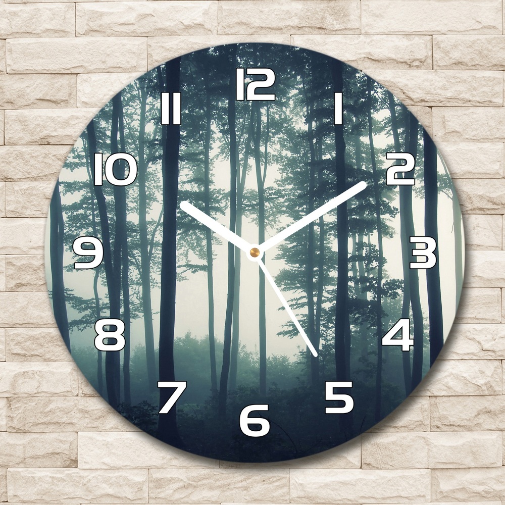 Round wall clock Fog in the forest