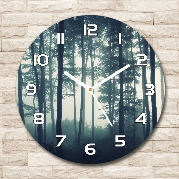 Round wall clock Fog in the forest