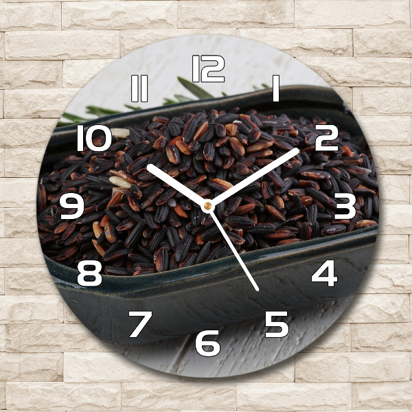 Round wall clock Wild rice in a bowl