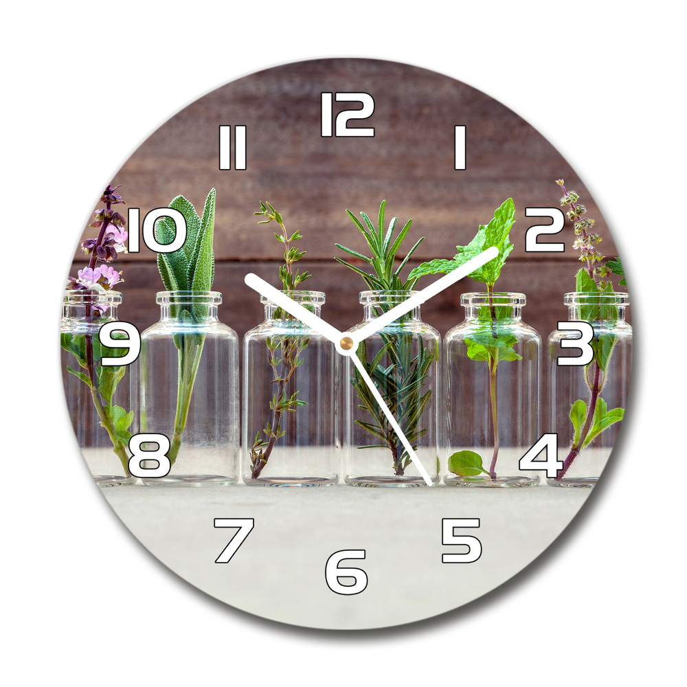 Round wall clock Plants in jars