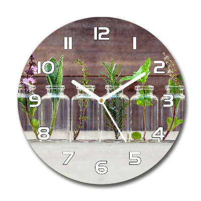 Round wall clock Plants in jars