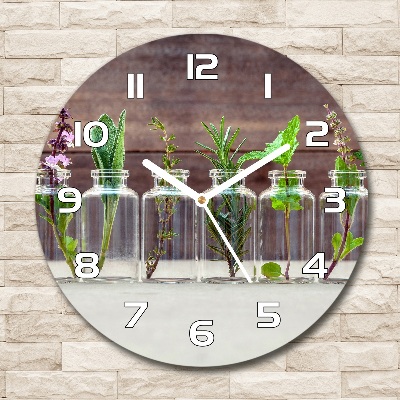 Round wall clock Plants in jars