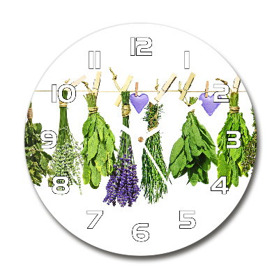 Round wall clock Herbs on a string