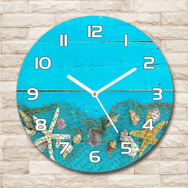 Round wall clock Starfish and shells