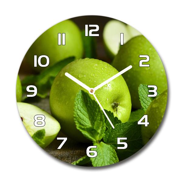 Round wall clock Green apples