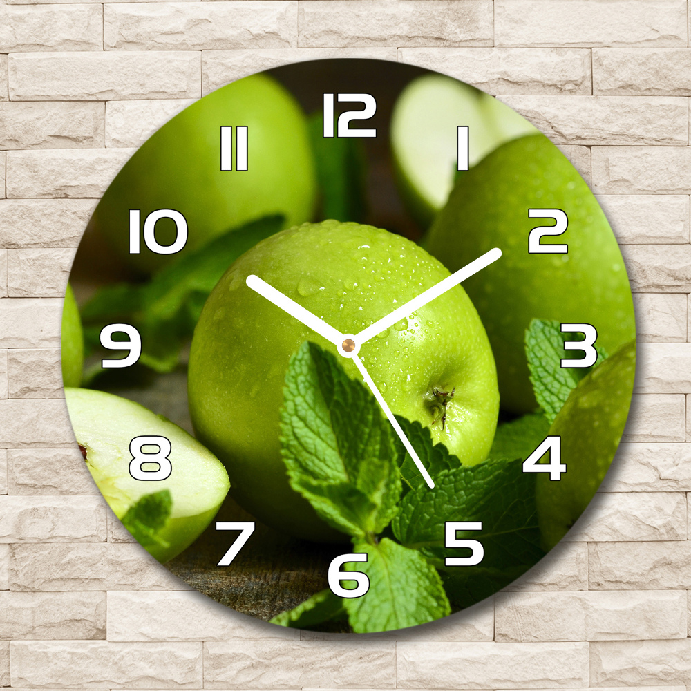 Round wall clock Green apples