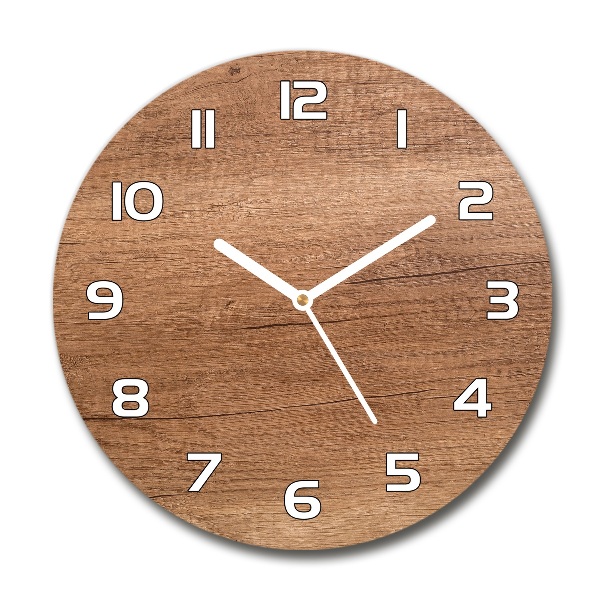 Round glass clock Wooden background