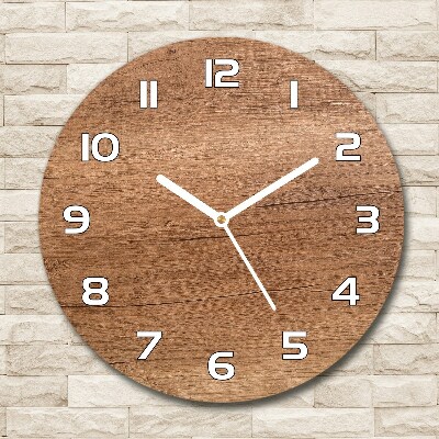 Round glass clock Wooden background