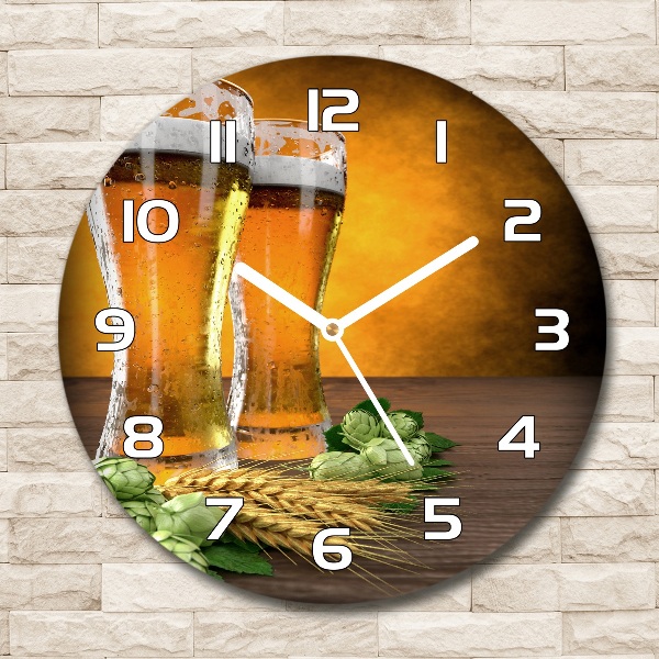 Round wall clock Two glasses of beer