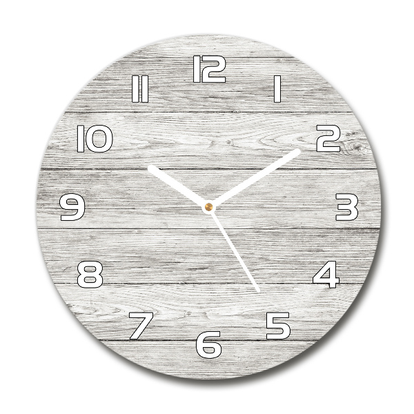 Round clock glass Wooden background