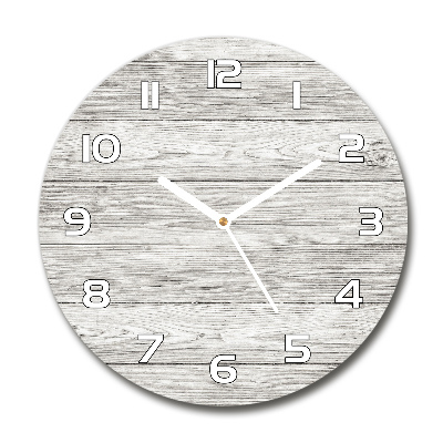 Round clock glass Wooden background