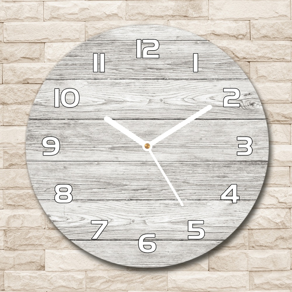 Round clock glass Wooden background