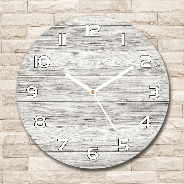 Round clock glass Wooden background