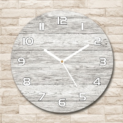 Round clock glass Wooden background