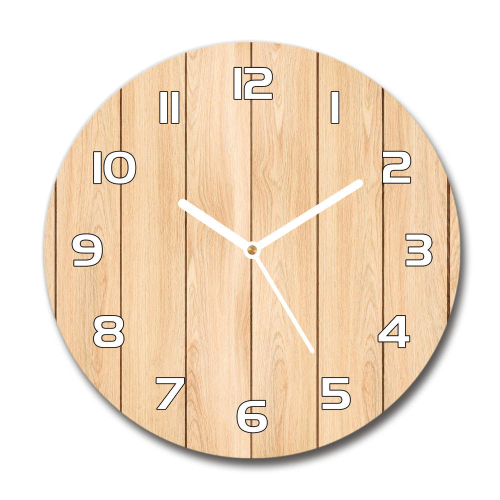 Round clock glass Wooden background