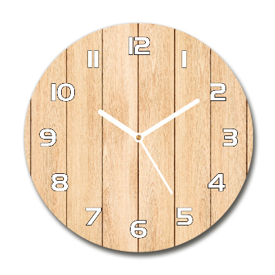 Round clock glass Wooden background