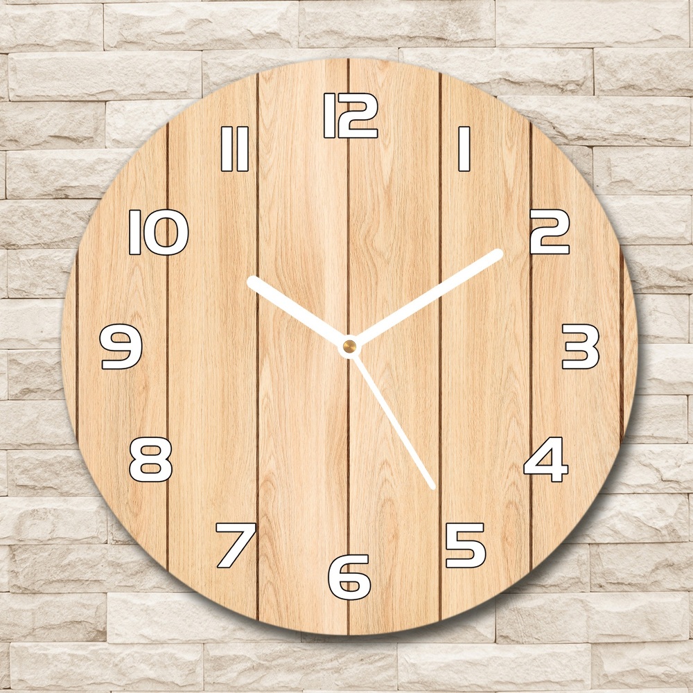 Round clock glass Wooden background