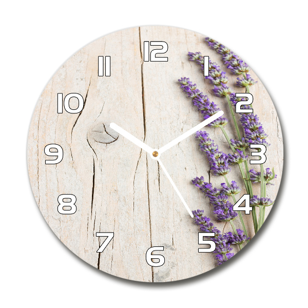 Round wall clock Lavender on wood