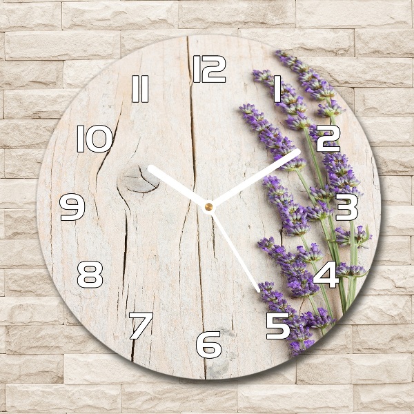 Round wall clock Lavender on wood