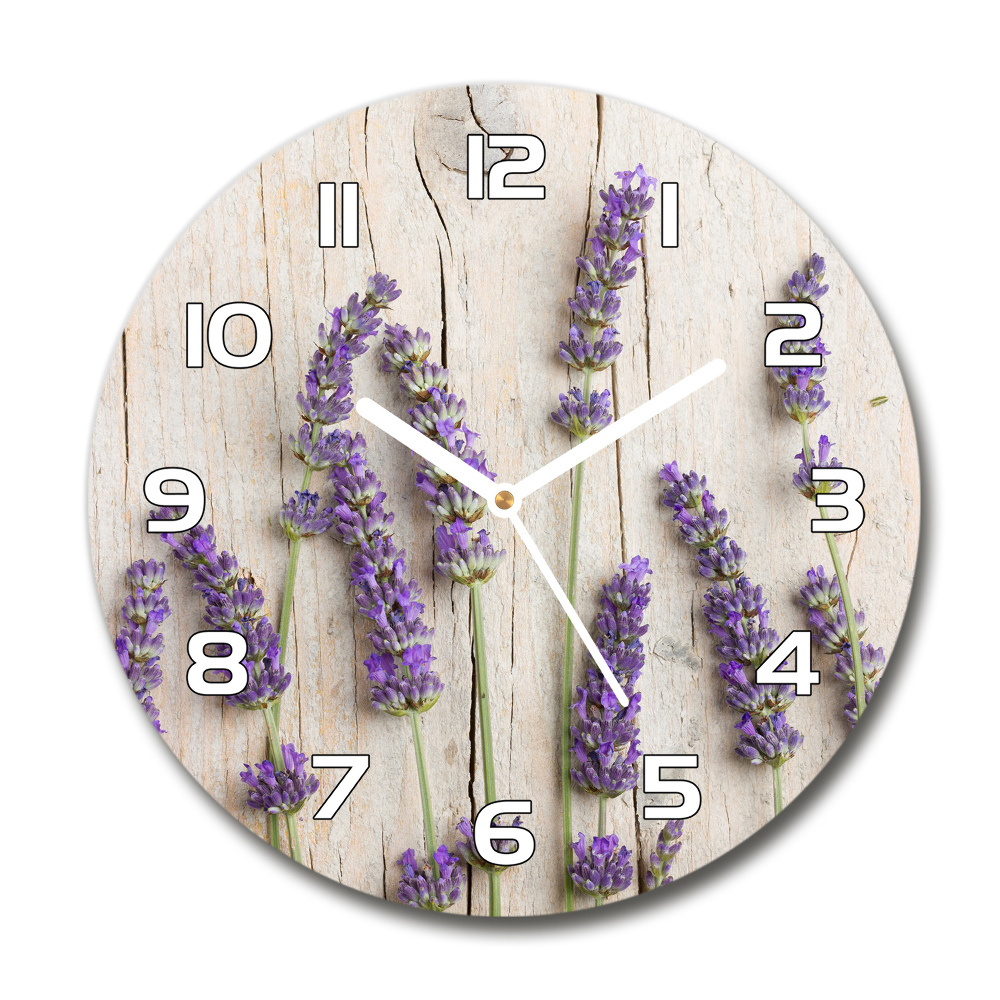 Round wall clock Lavender on wood